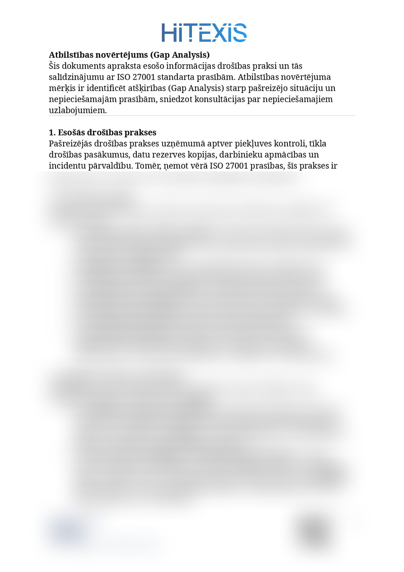 Atbilstības novērtējums (Gap Analysis)